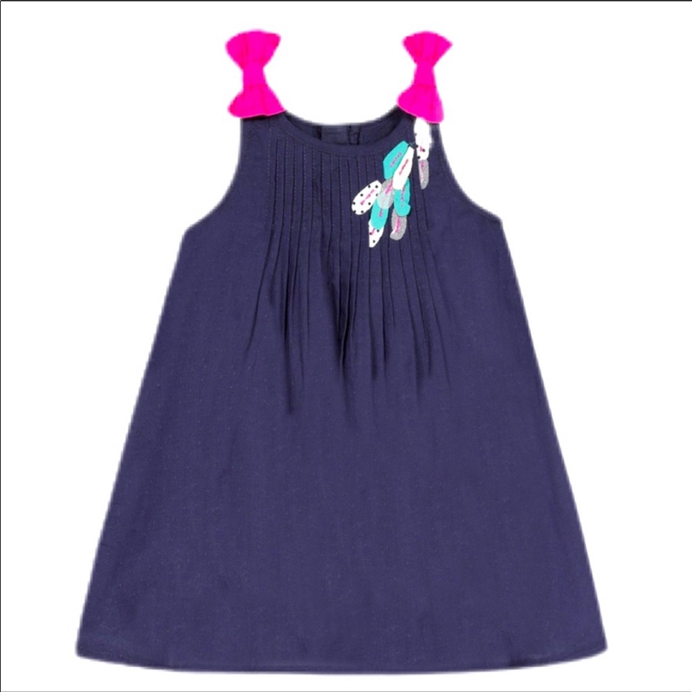 Catimini Paris Cotton Voile Pleated Sundress -Navy